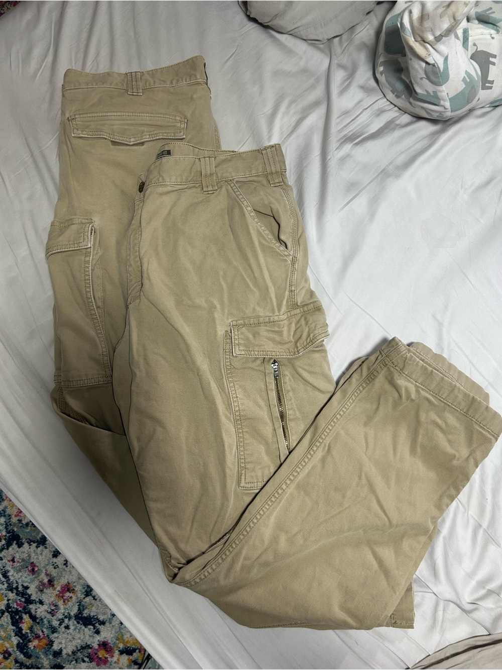 Pair of Carhartt Relaxed Fit Cargo Pants Men’s 38x32 Beige Khaki Utility Pants